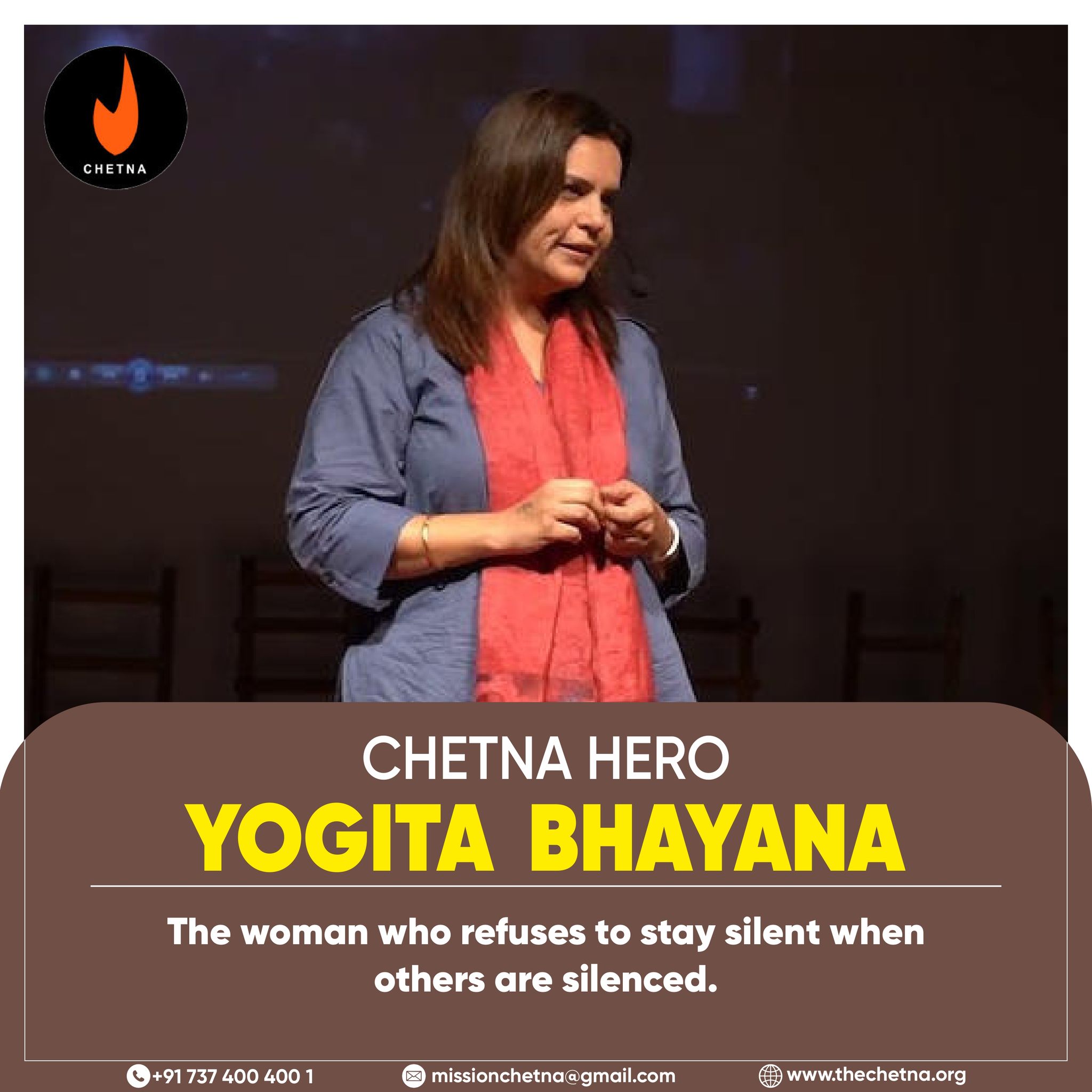 Meet Yogita Bhayana — a relentless force for justice, compassion, and change.💪 As the founder of PARI (People Against Rapes in India), she doesn’t just raise her voice—she amplifies the silenced.From hospitals to courtrooms, from midnight calls to national policy tables, Yogita shows up for survivors when the system won’t.She’s redefined what it means to fight—not just for justice, but for dignity.Call us: 📞 +91 737 400 400 1
Write to us: 📧 missionchetna@gmail.com
Visit our website to join the mission.
Link in the bio🔗#ChetnaHero #YogitaBhayana #PARIIndia #VoiceForSurvivors #MissionChetna #StandWithSurvivors #JusticeForAll #ChangeMakers #womensrightsarehumanrights