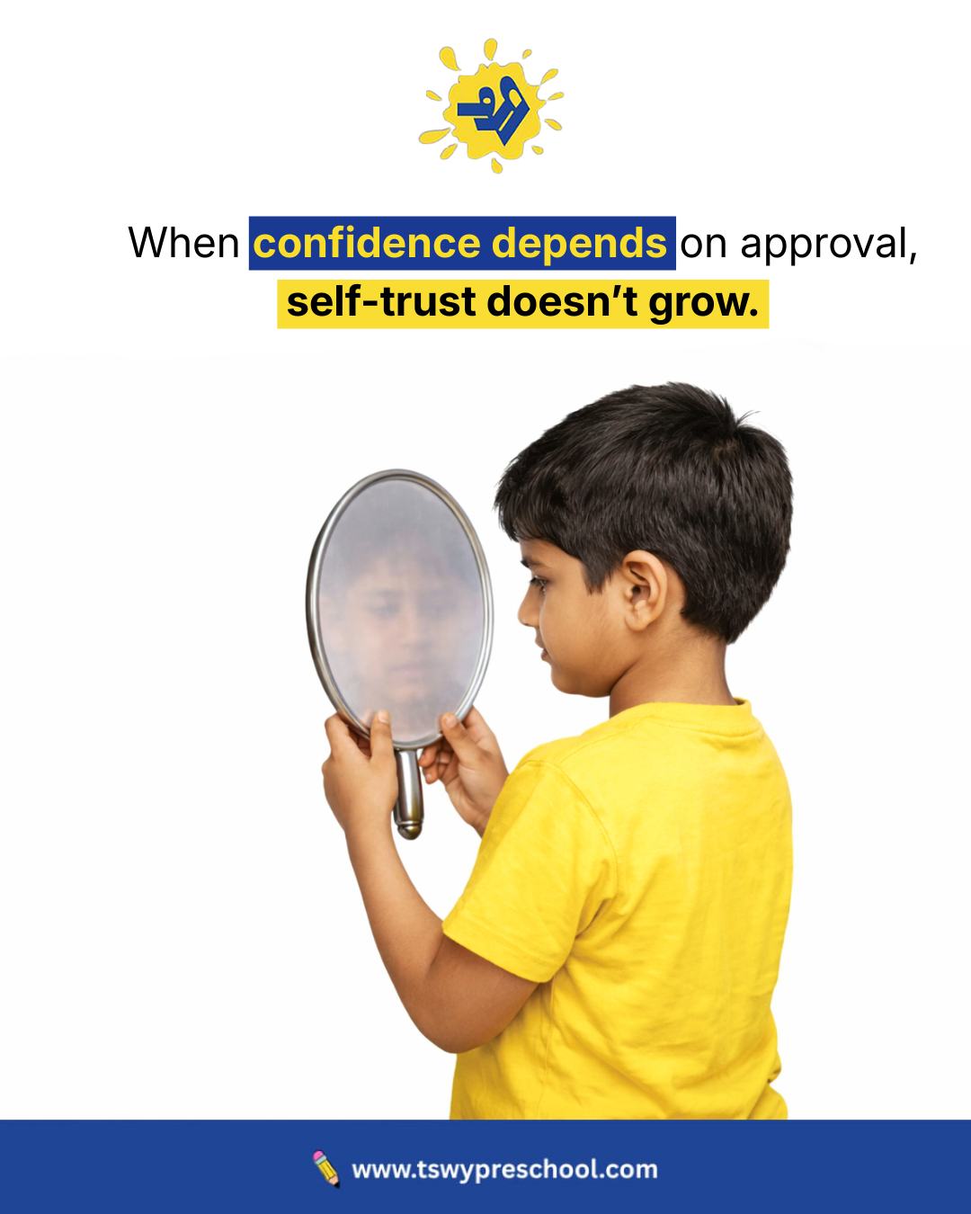 “Good job.”
“I am proud of you.”
“You are smart.”These words feel encouraging — but when confidence depends only on approval, self-trust doesn’t fully grow.Instead, try:
✨ “I noticed you kept going.”
✨ “You solved that creatively.”
✨ “How do you feel about it?”Because real confidence isn’t handed out through praise.
It is built when children recognise their own effort, resilience, and growth.At TSWY Preschool, we gently guide children toward self-belief — nurturing independence, reflection, and a strong inner voice. 💛#TSWYPreschool #PreschoolEducation #EarlyChildhoodDevelopment #BuildingConfidence #PositiveParenting #GrowthMindset #SelfTrust #PlayBasedLearning #HolisticDevelopment #ConsciousParenting #SchoolReadiness #WonderImagineDiscover #ParentingTips #earlylearningjourney