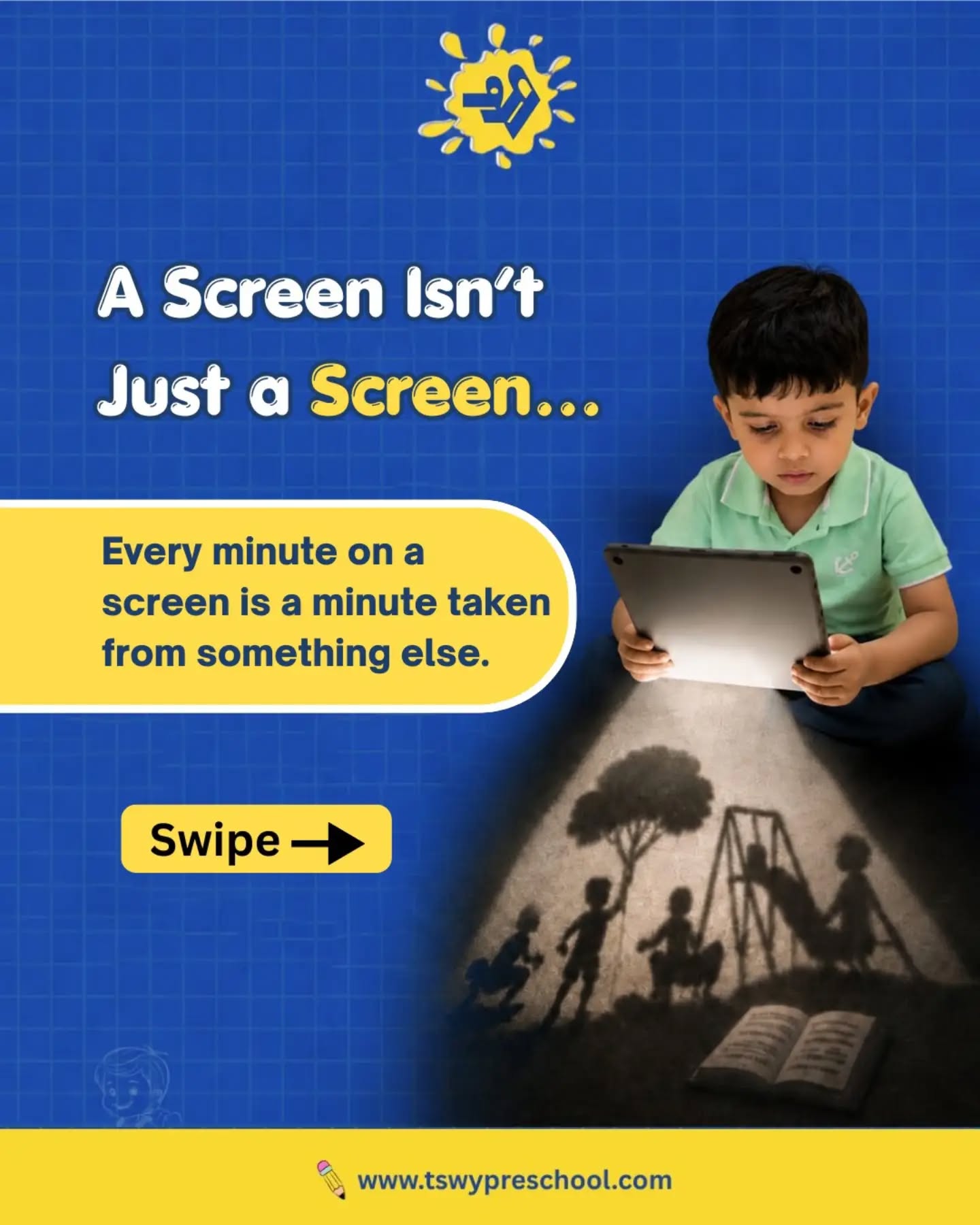 📱 Screens are here to stay—but childhood should never be confined to one.Running, climbing, creating, imagining, exploring, and building meaningful relationships are the experiences that shape confident, curious, and resilient children.At TSWY Preschool, we believe in creating the right balance between technology and hands-on learning, so every child grows through play, discovery, and human connection.#TSWYPreschool #EarlyChildhoodEducation #PositiveParenting #ScreenTimeBalance #LearningThroughPlayWhat's your biggest screen-time challenge as a parent?
