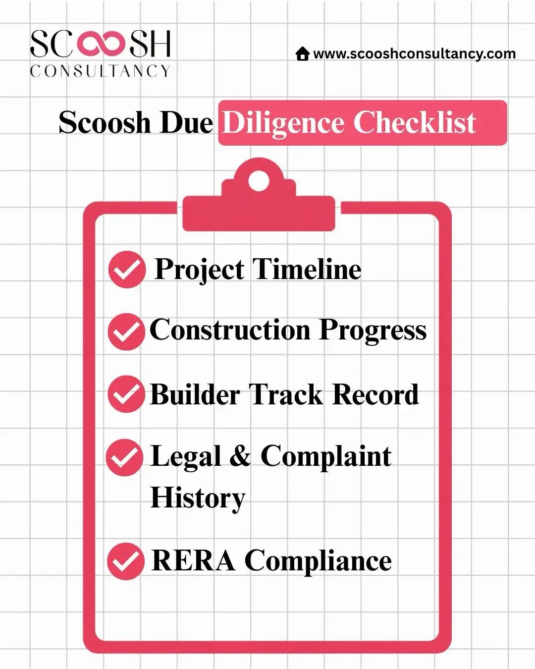 Most buyers stop at the brochure. Smart buyers go beyond it.
A premium property isn't defined by glossy renders or polished sales pitches—it's backed by verified facts.
At Scoosh Consultancy, our due diligence helps you make informed decisions by checking: ✔️ Project Timeline
✔️ Construction Progress
✔️ Builder's Track Record
✔️ Legal & Complaint History
✔️ RERA Compliance
Because buying a property isn't just about choosing the right home—it's about choosing the right investment.
Trust facts. Not just promises.
#ScooshConsultancy #RealEstate #RERA #PropertyInvestment #HomeBuyingTips